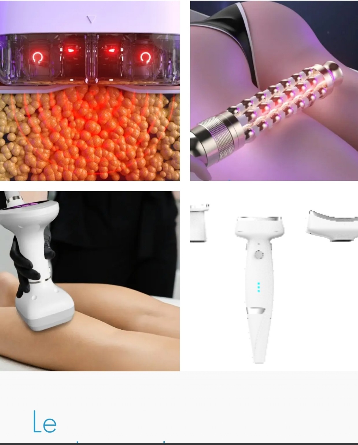 Visuels fournis des applicateurs V-Shape Platinum : rouleau de microvibration, embout corps et petite pièce à main